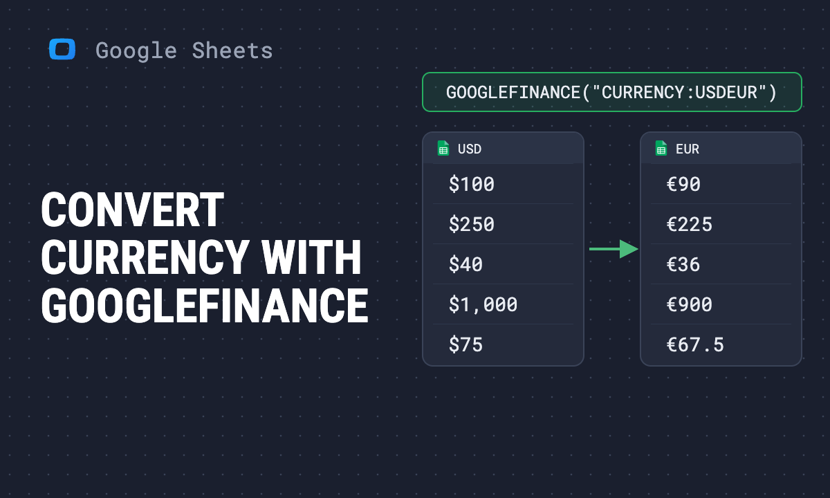 How to convert currency in Google Sheets using GOOGLEFINANCE