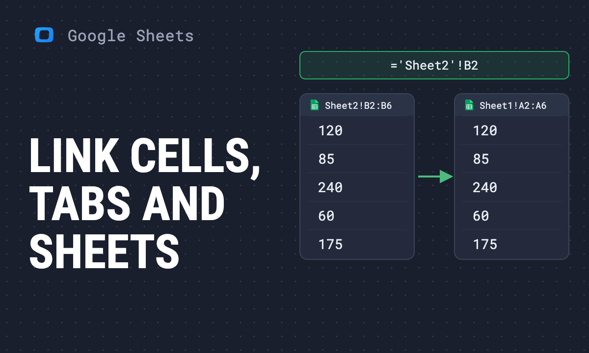 How to link cells, tabs and spreadsheets in Google Sheets