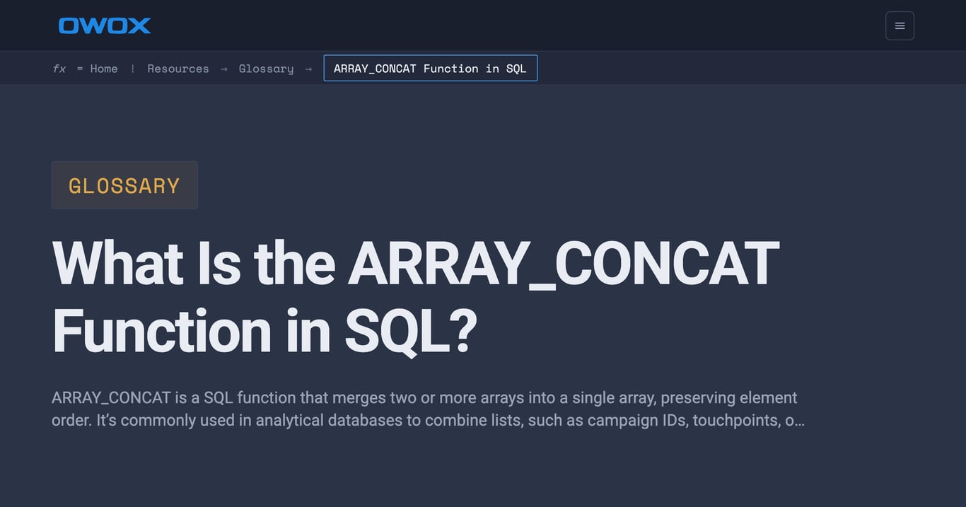 ARRAY_CONCAT in SQL