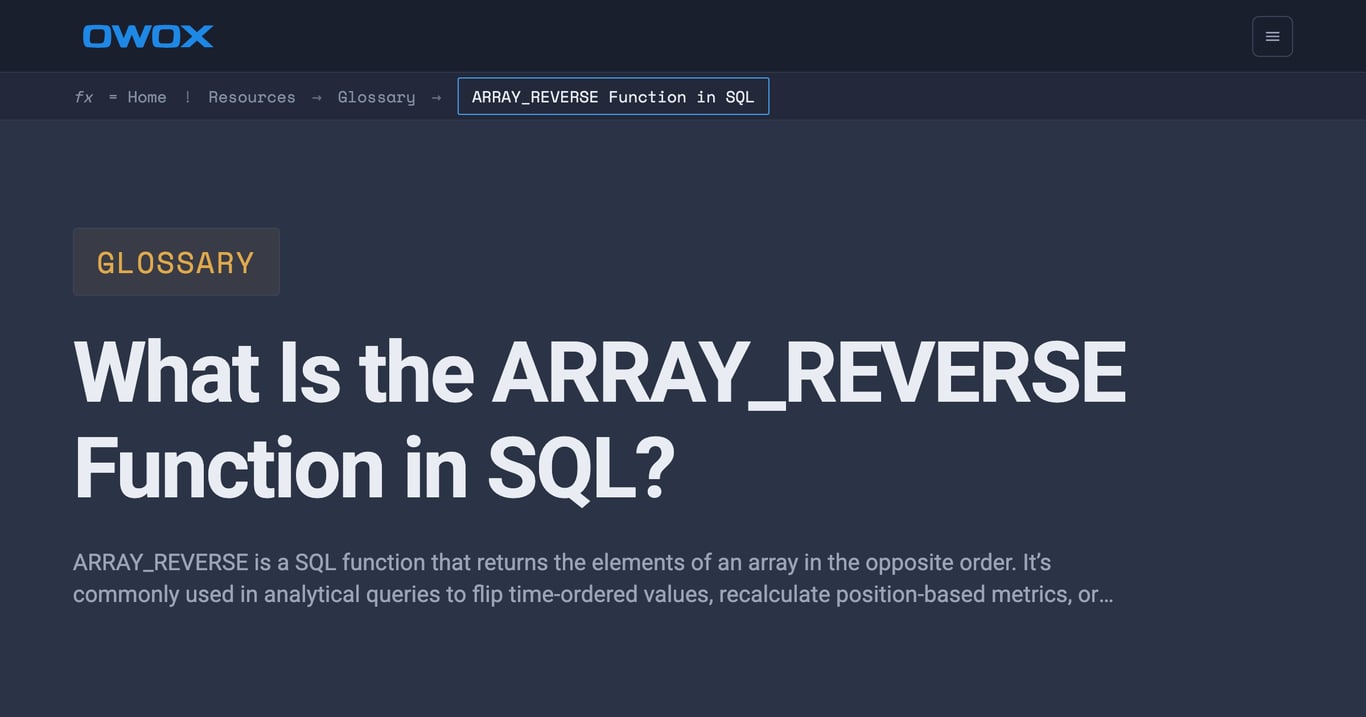 ARRAY_REVERSE in SQL