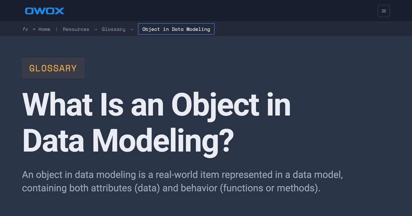 What is an Object in Data Modeling? Definition
