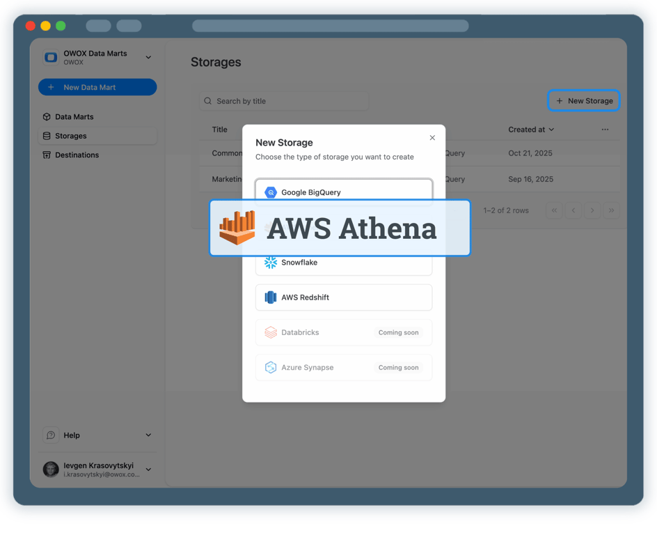 Step 1: Create an AWS Athena Data Storage