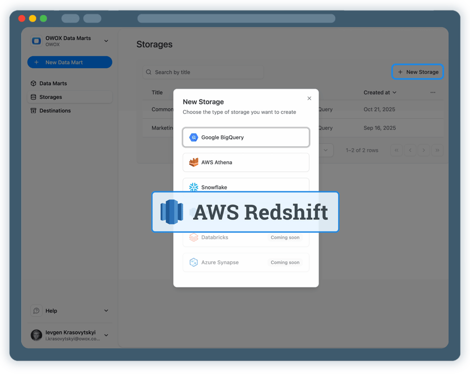 Step 1: Create an AWS Redshift Data Storage