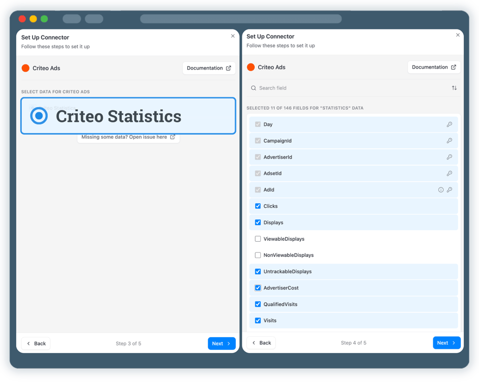 Step 3: Select Criteo Ads API Endpoint & Fields