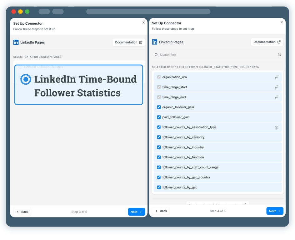 Step 3: Select Linkedin API Endpoint & Fields