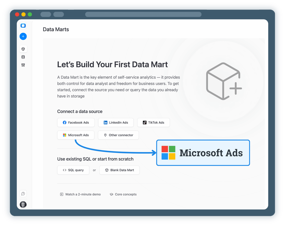 Step 1: Create a Microsoft Ads Data Mart
