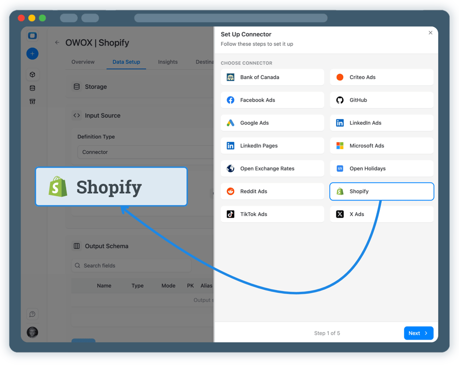 Step 2: Create Shopify Data Mart(s)