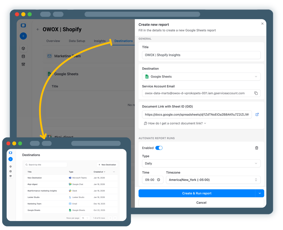 Step 4: Run & Schedule Shopify Data in Sheets