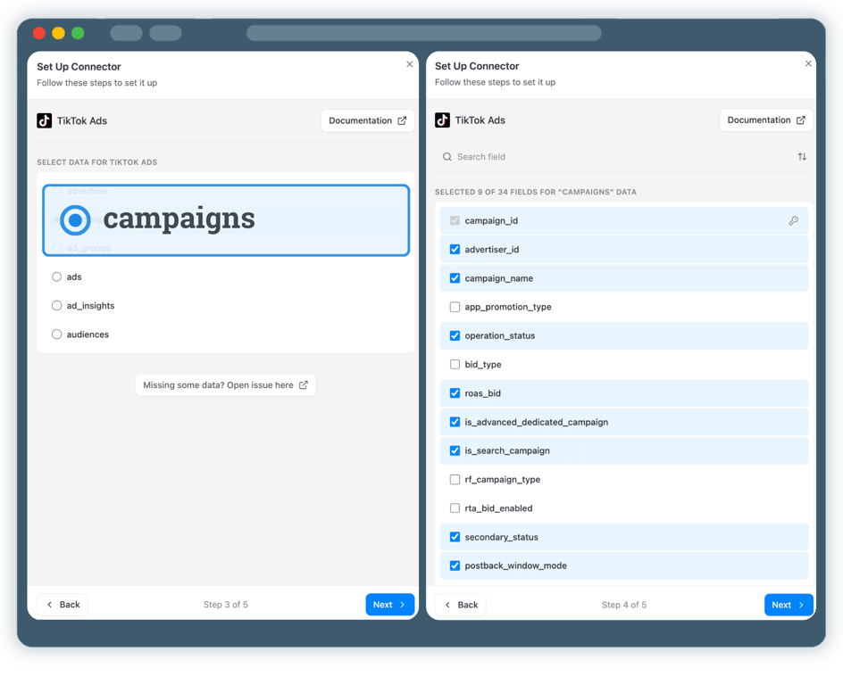 Step 3: Select TikTok Ads API Endpoint & Fields