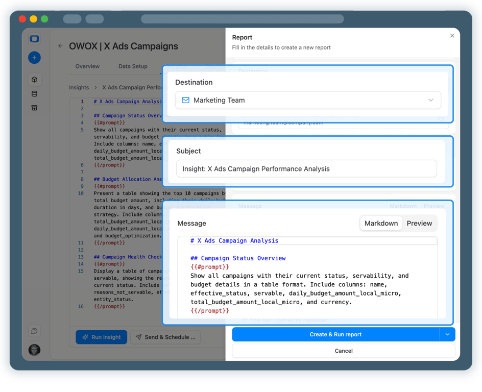 Step 5: Use X Ads Data Across BI Tools & AI Insights