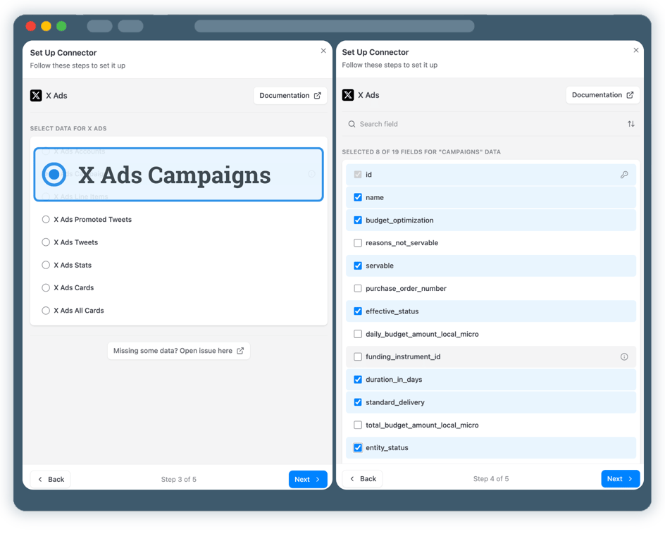 Step 3: Select X Ads API Endpoint & Fields