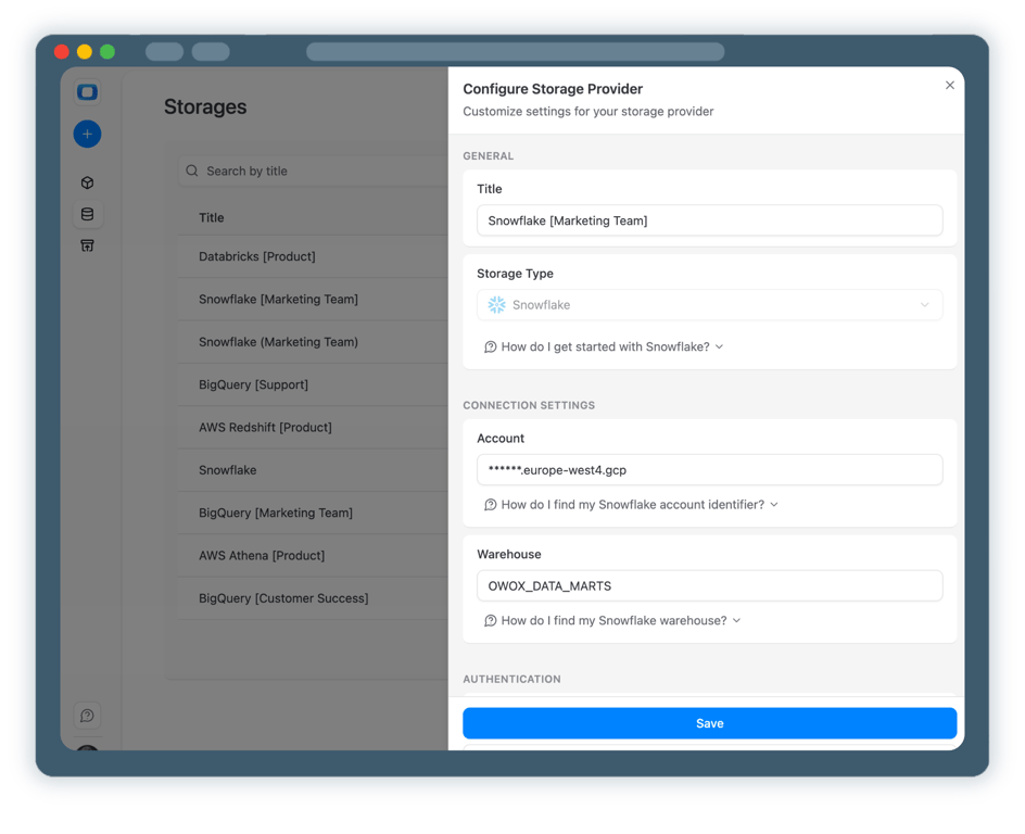 Step 1: Connect Your Snowflake Data Storage