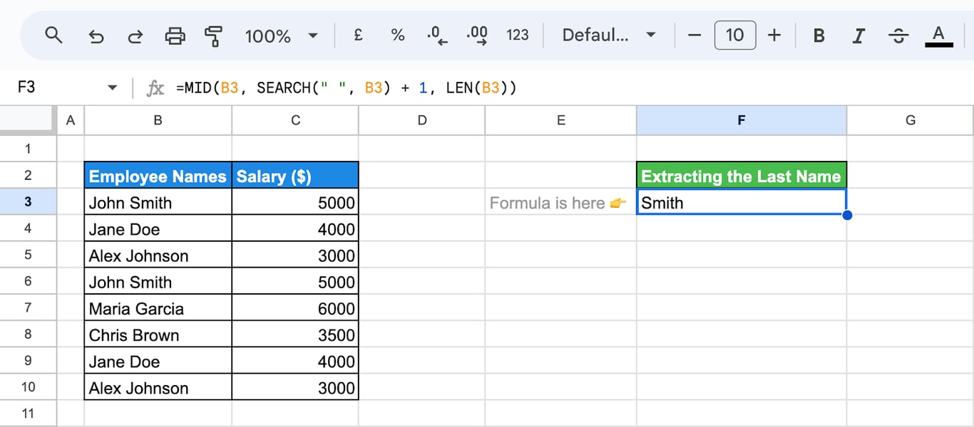 Integrating the SEARCH function with the MID function to extract text based on its position.