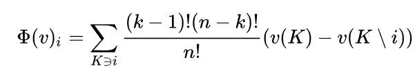 Shapley value formula: the weighted sum of each channel’s marginal contribution to every coalition containing it