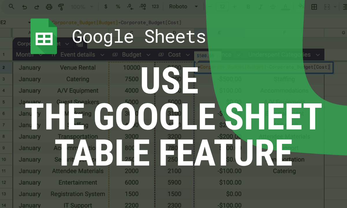 Tables in Google Sheets: How to Create, Format and Reference Them